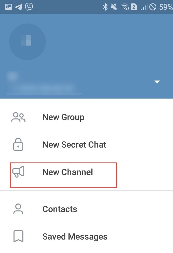 A screenshot of the Telegram menu featuring the