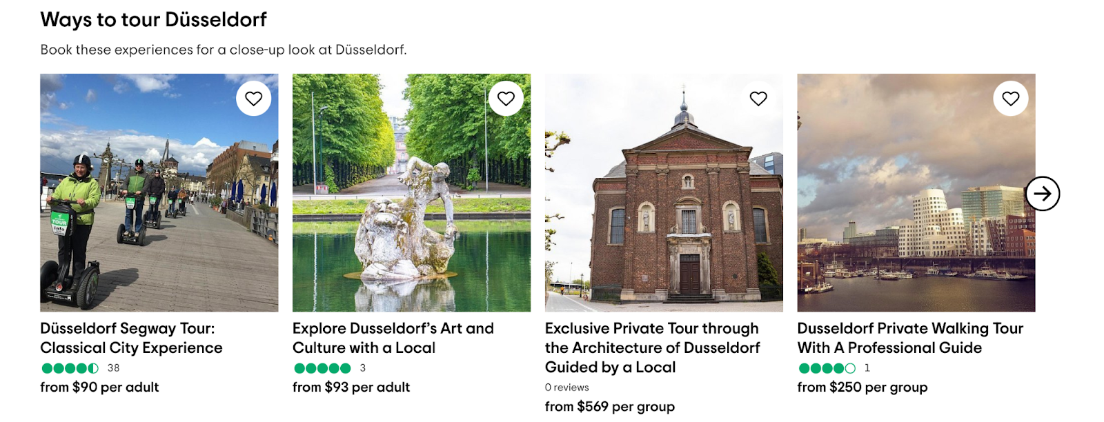Tripadvisor offers tours and activities that are similar to those that the user liked during previous trips A screenshot of the TripAdvisor selection of tours based on the user’s history and location
