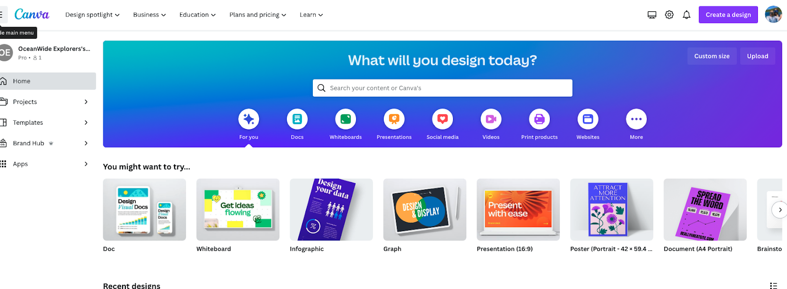 Canva is a great program utilizing artificial intelligence for graphic design, video, and image optimization The image displays the homepage for Canva, a graphic design tool content creators use for photo and video optimization.