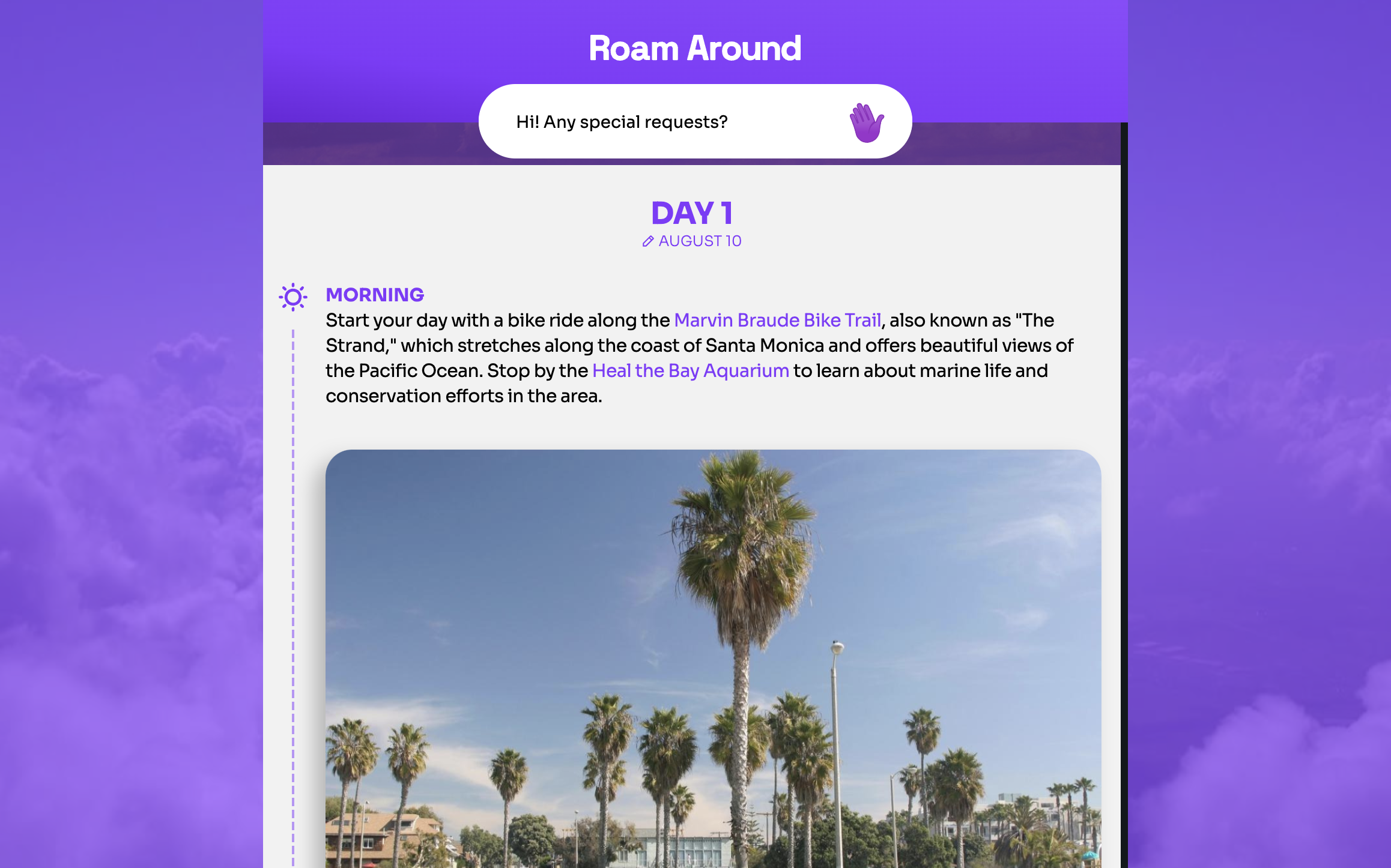 Roam Around can assemble a route for you in seconds Screenshot of the route assembled in Roam Around in seconds