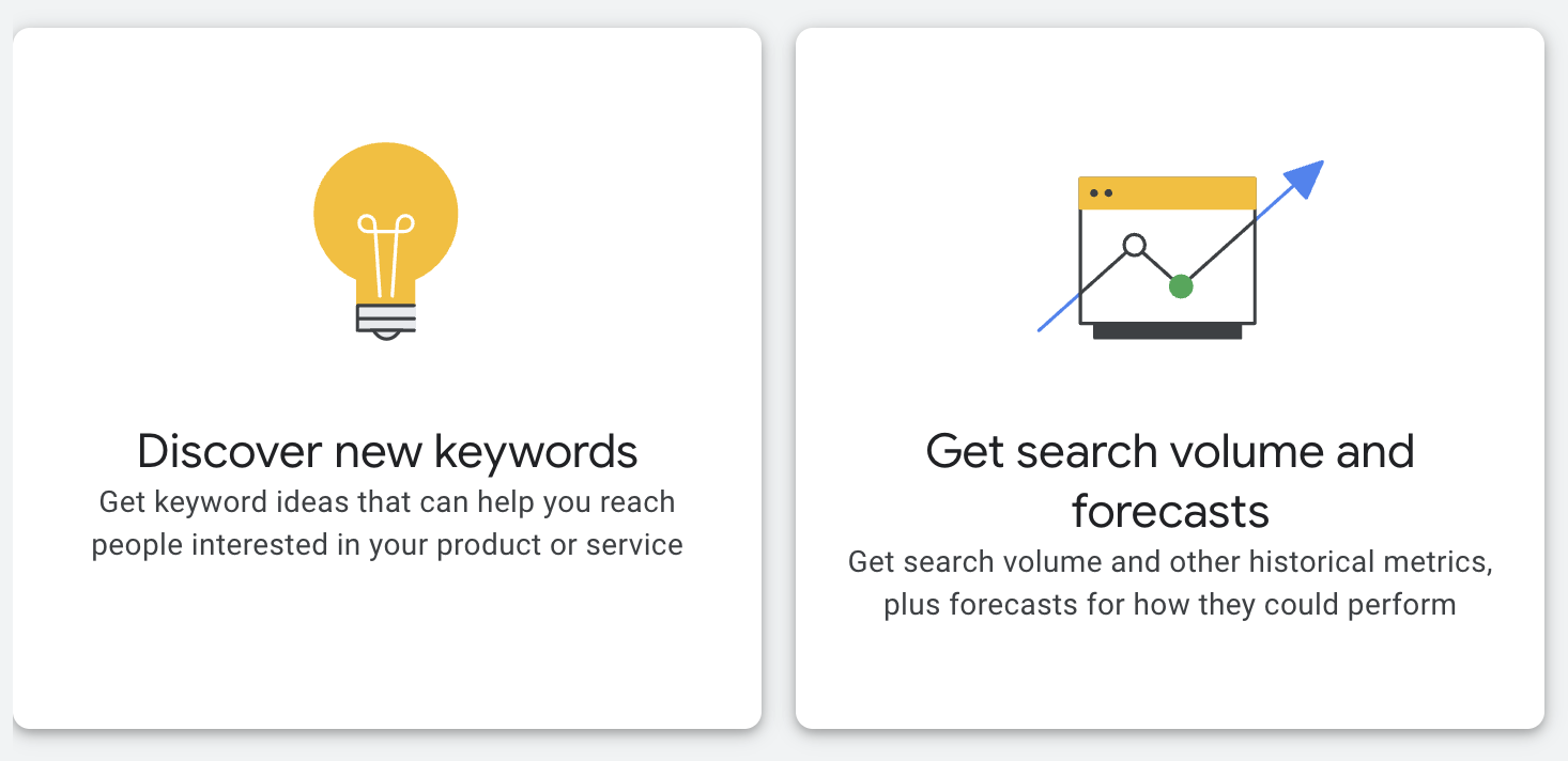 Keyword planner options for keywords Keyword planner options for keywords