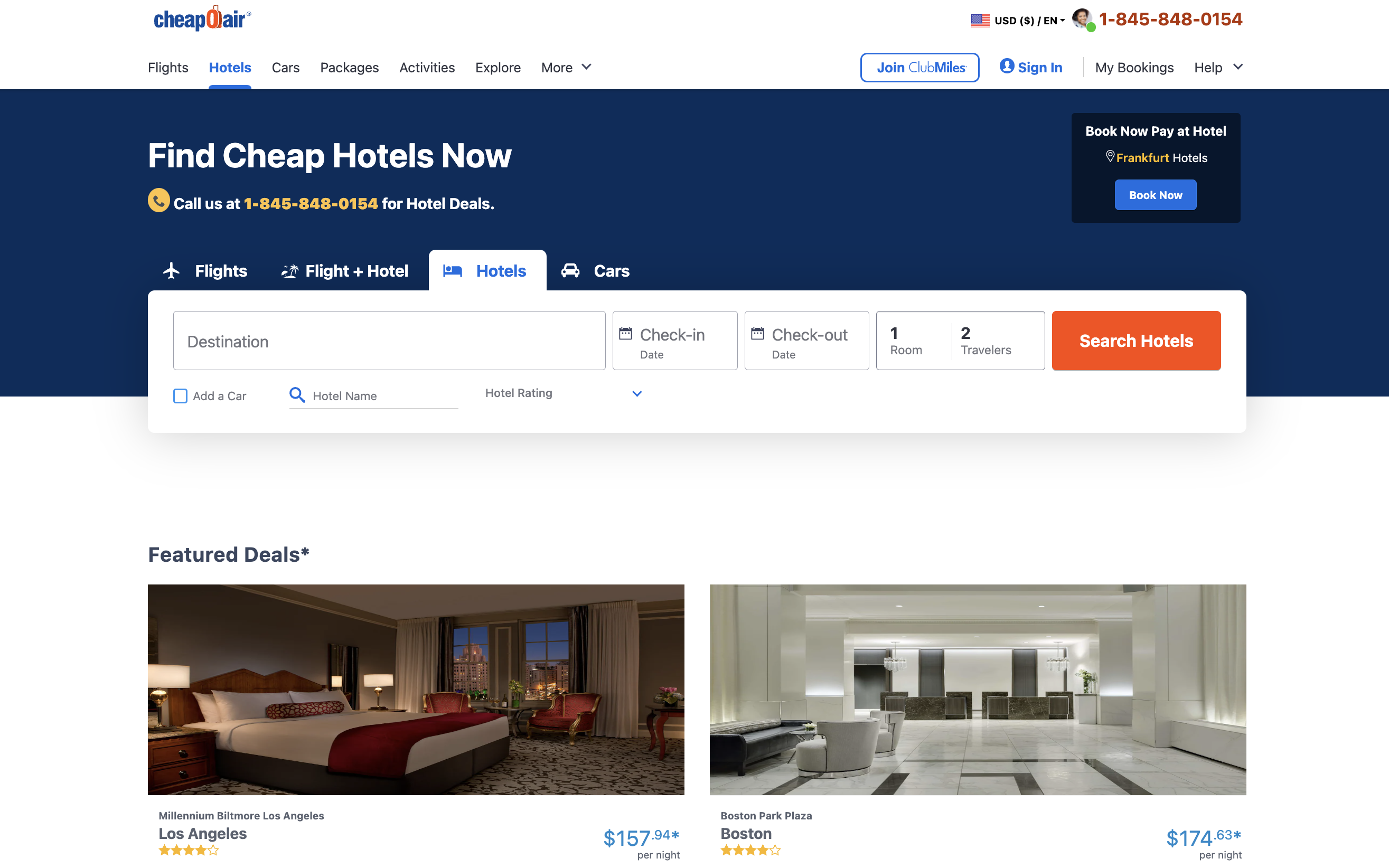 The CheapOair Homepage Screenshot displaying the CheapOair Homepage