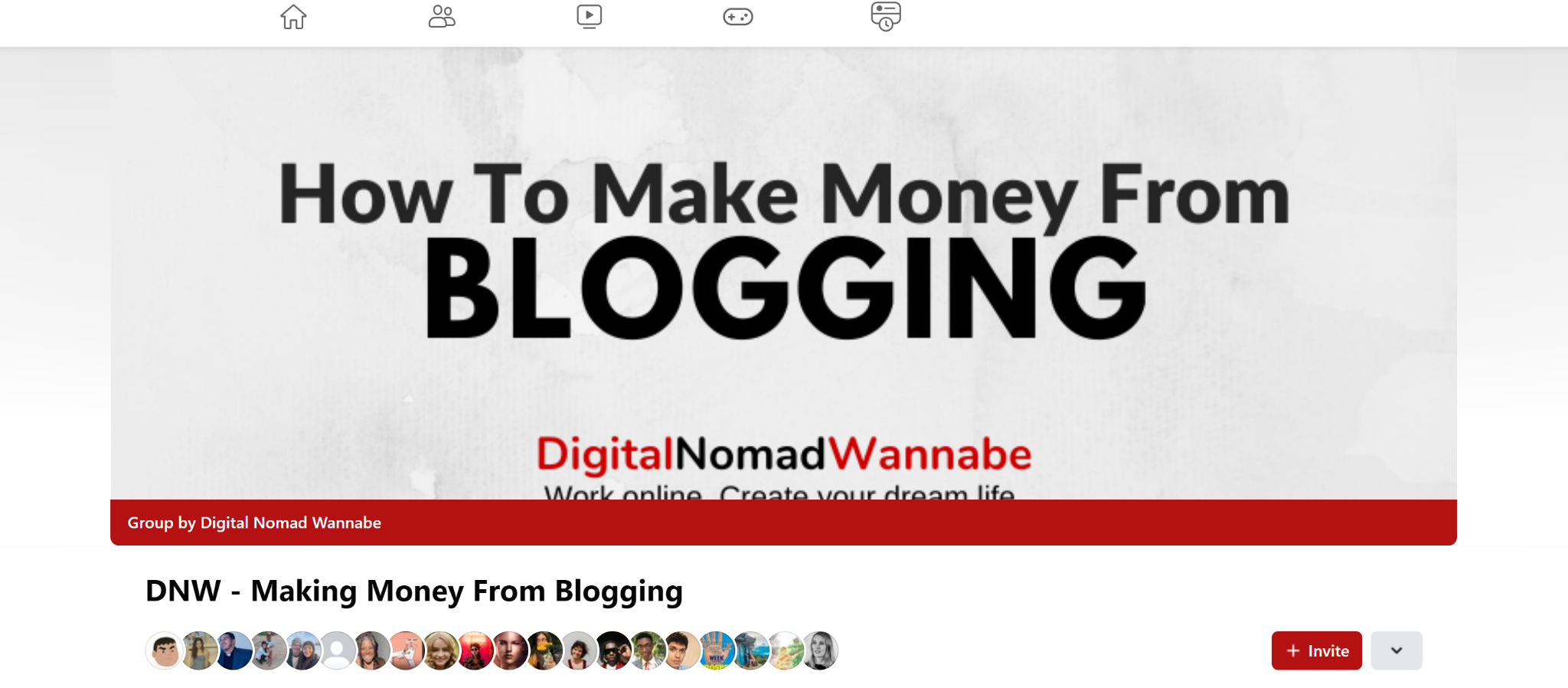 A screenshot featuring the Digital Nomad Wannabe Facebook Page