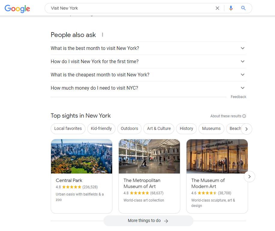 Google search for the query visit New York Google search for the query visit New York