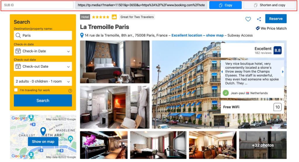 Topbar on the brand website topbar in the travelpayouts extension