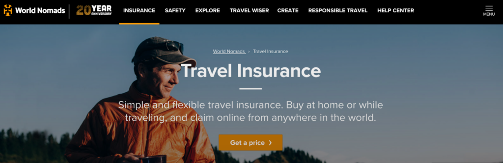 A screenshot of the World Nomands homepage