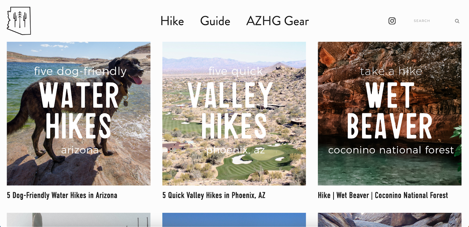 Arizona Hiker’s Guide shares hiking tips, trails, and guides across the state of Arizona in popular cities like Phoenix, Sedona, and Flagstaff A screenshot of the Arizona Hiker’s Guide website homepage
