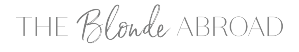 Screenshot of the travel blog logo from The Blonde Abroad website.