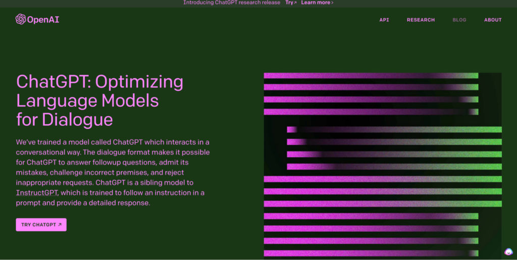 A screenshot of the ChatGPT homepage.