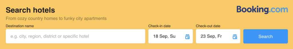 Search form widget from Booking.com partner program in Travelpayouts search form widget from booking affiliate program