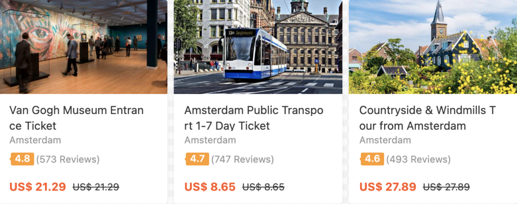 The dynamic widget from Klook partner program in Travelpayouts dynamic widget from klook affiliate program