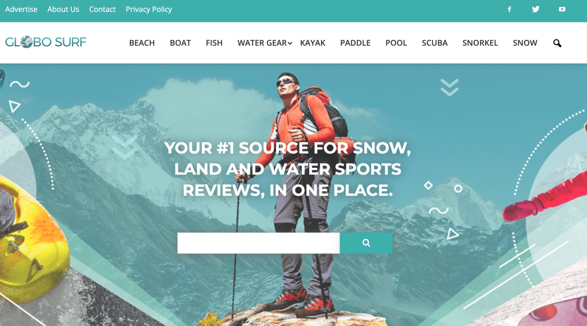 A screenshot featuring the Globo Surf homepage