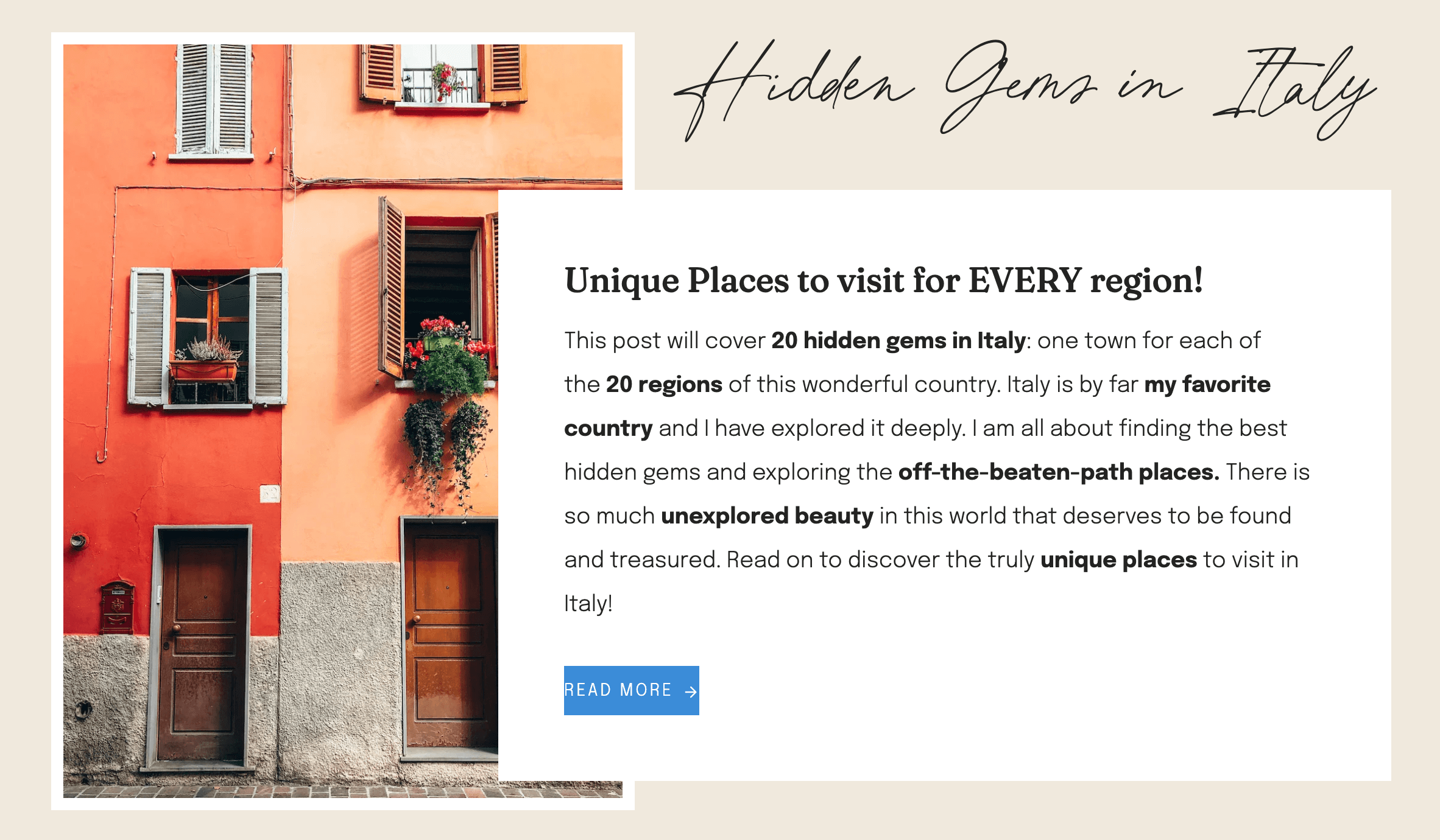 preview of article about Italy hidden gems on Jou Jou Travels Screenshot showing the preview of article about Italy hidden gems on Jou Jou Travels