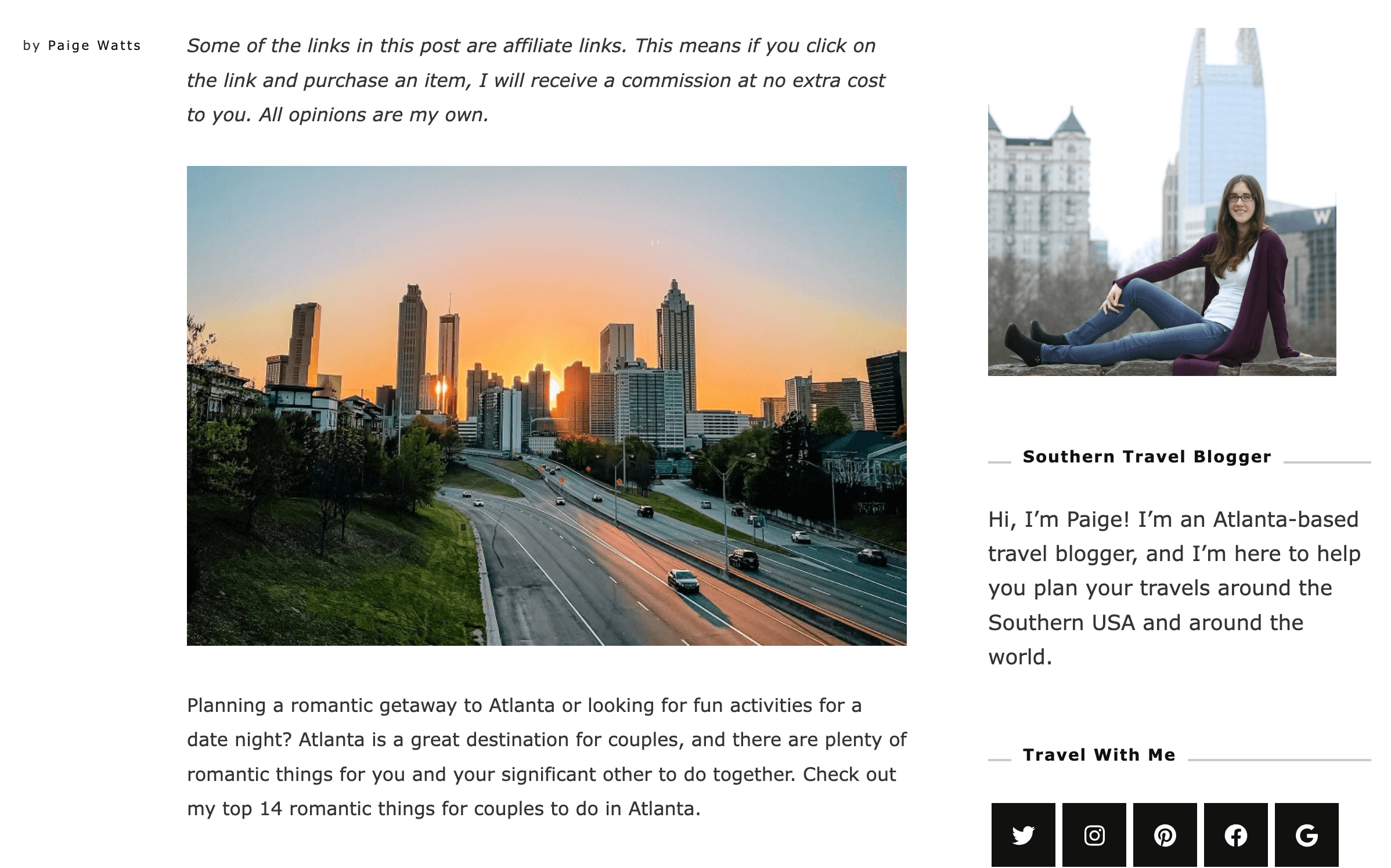 14 Romantic Things To Do for Couples in Atlanta, Georgia Screenshot of the page with article 14 Romantic Things To Do for Couples in Atlanta, Georgia
