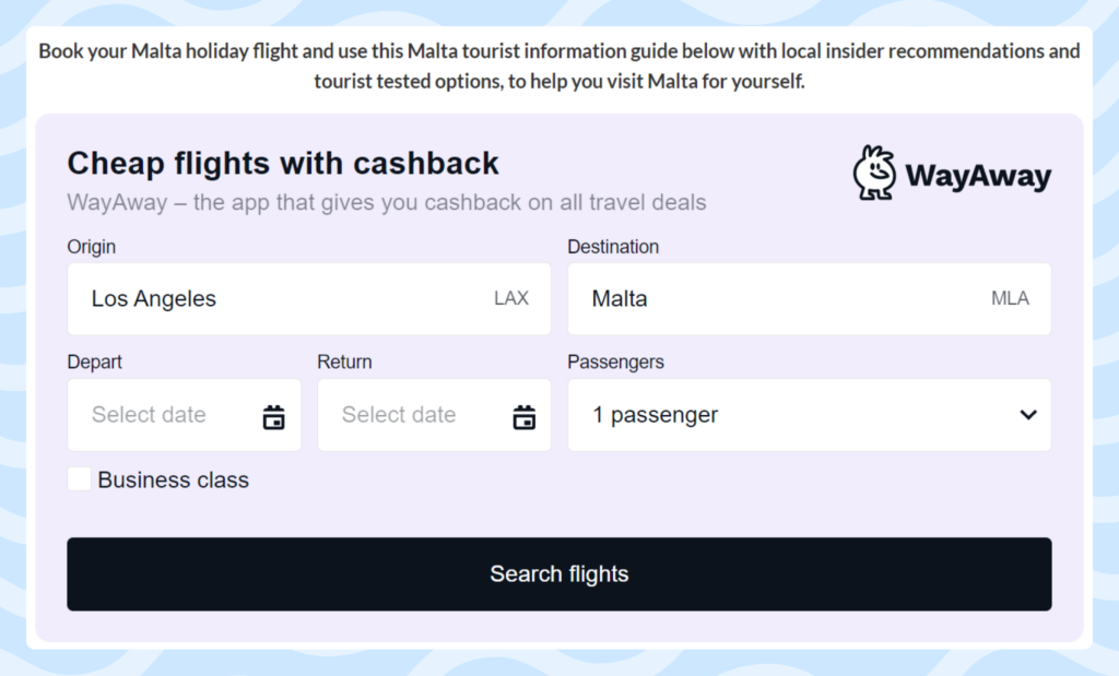 prefilled widget a pre-filled WayAway widget