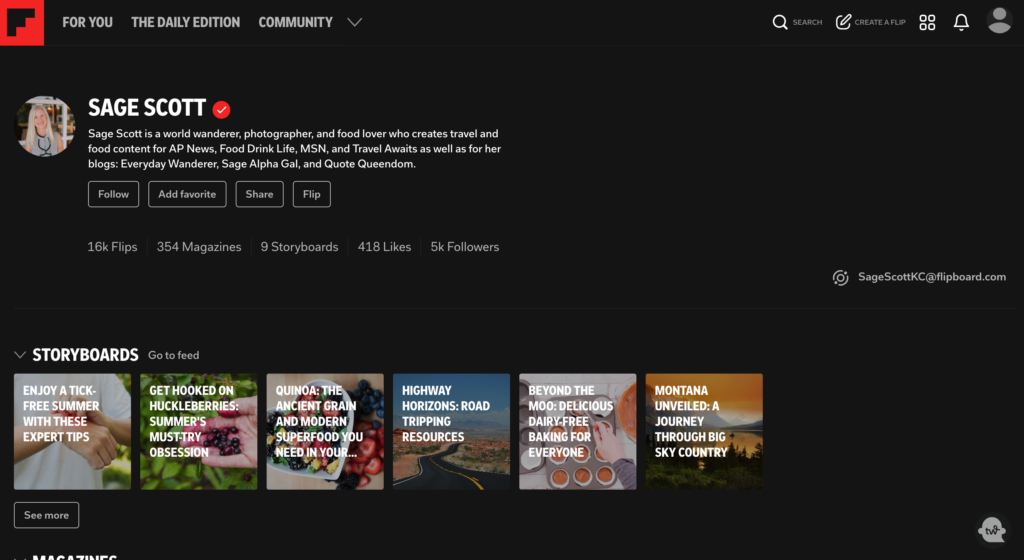 Sage Scott's Flipboard Account