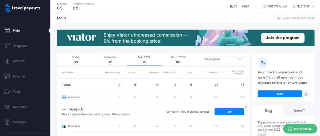 Statistics on sales in the affiliate dashboard Statistics on sales in the affiliate dashboard