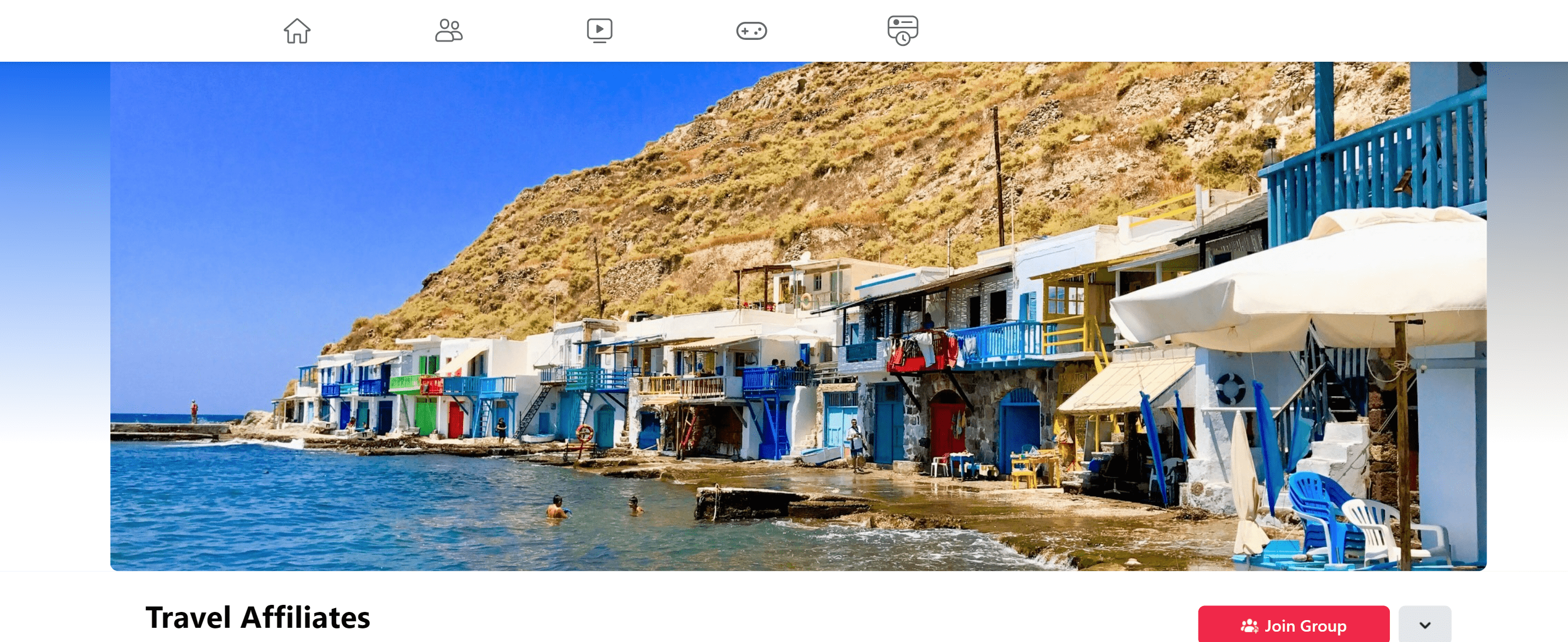 A screenshot featuring the Travel Affiliates Facebook Page